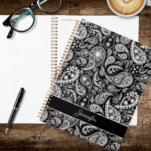 Elegantes Schwarz Paisley Planer (Von Creator hochgeladen)