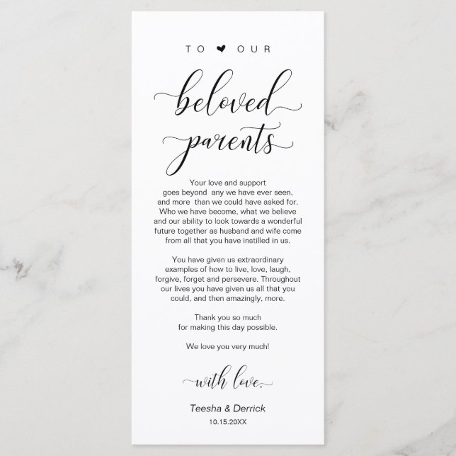 Elegantes Schwarz, Platzieren Einstellung Dankesch Programm (Vorderseite)