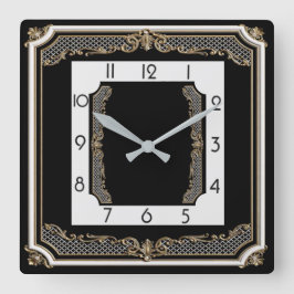 Elegantes Schwarz Quadratische Wanduhr
