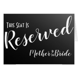 Elegantes Schwarz Reserviertes Seat Wedding Sign