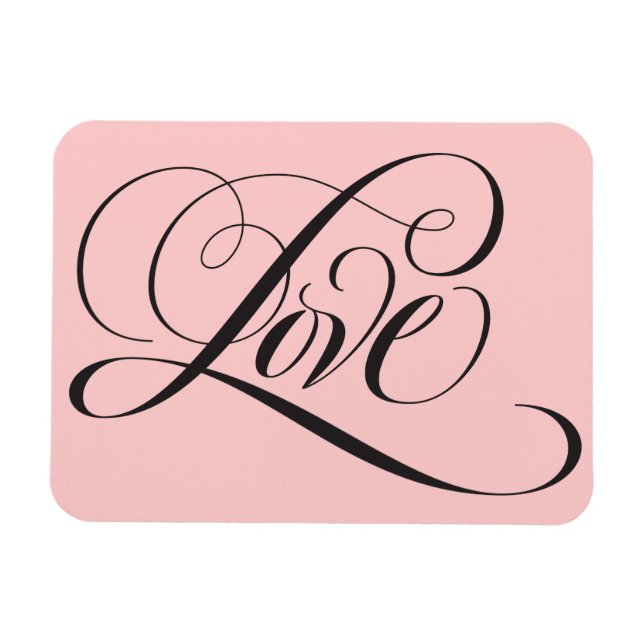 Elegantes Schwarz Rosa Extravagante LIEBE Script L Magnet (Horizontal)