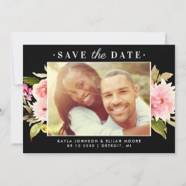 Elegantes Schwarz-Rosa-Foto Save The Date