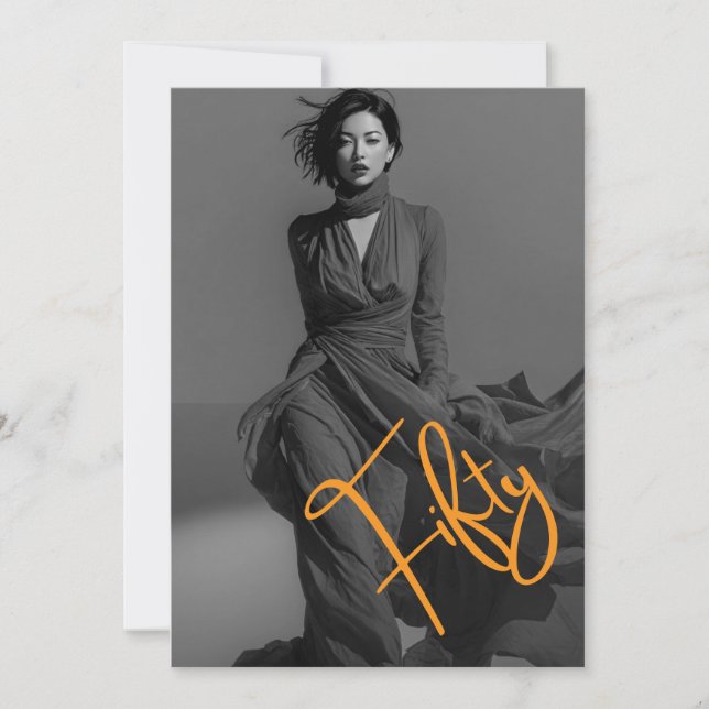 Elegantes Schwarz-Rosa-Foto zum 50. Geburtstag  Einladung (Vorderseite)