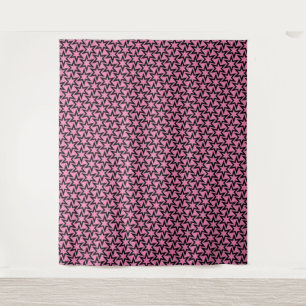 Elegantes Schwarz-Rosa Geometrisches Sternmuster Wandteppich