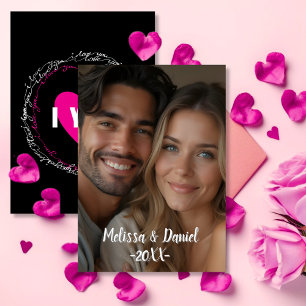 Elegantes Schwarz-Rosa-Liebe Valentinins Foto Feiertagskarte