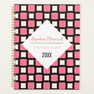 Elegantes Schwarz-Rosa-Quadrat-Muster Planer