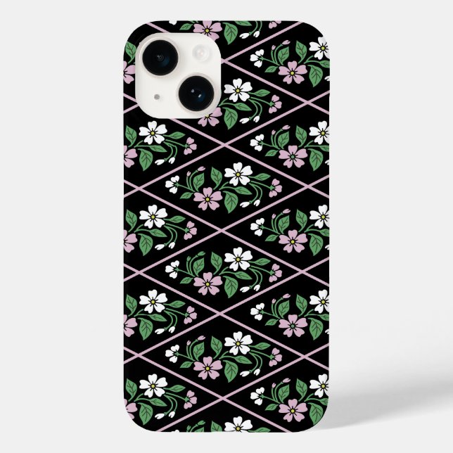 Elegantes Schwarz-Rosa-Weiß-Muster Case-Mate iPhone Hülle (Rückseite)