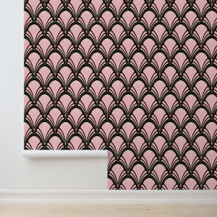 Elegantes Schwarz-Rose-Fliesenmuster Tapete