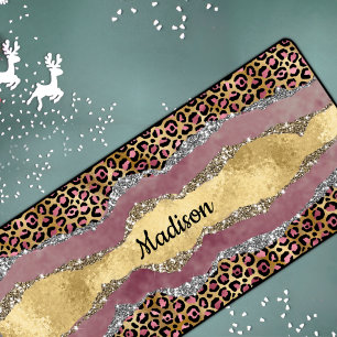 Elegantes Schwarz-Rose-Papiergliterei Schreibtischunterlage