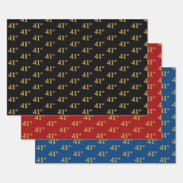 Elegantes Schwarz, Rot, Blau, Imitate Gold 41. Eve Geschenkpapier Set