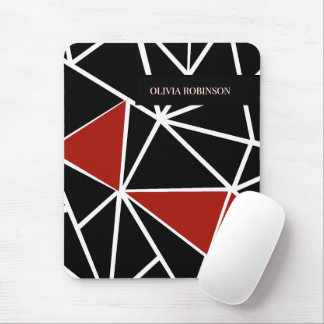 Elegantes Schwarz-Rot-Geometrie-Muster Mousepad