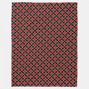 Elegantes Schwarz-Rot-Karuomuster Fleecedecke
