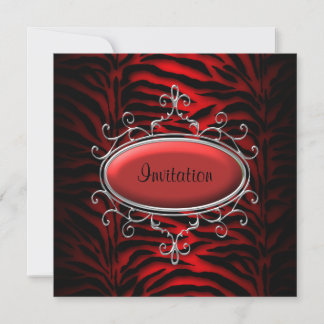 Elegantes Schwarz-Rot-Zebra-Party Einladung