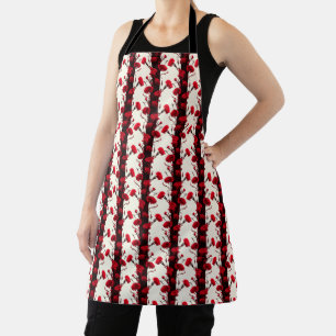 Elegantes Schwarz Rotes Weiß Streifen Carnation Schürze