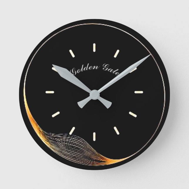 Elegantes Schwarz Runde Wanduhr (Vorderseite)