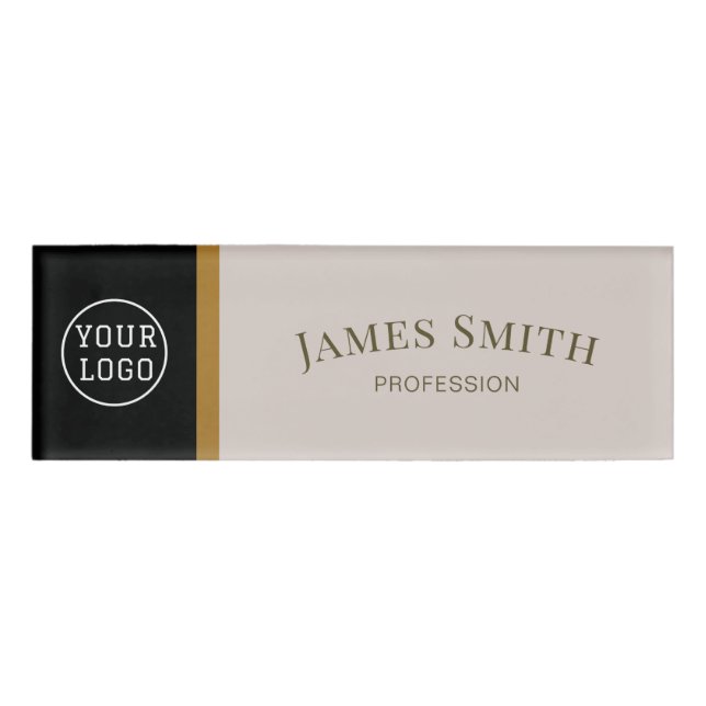 Elegantes Schwarz & Sandgrau: Logo für Ihr Unterne Namenschild (Vorderseite)
