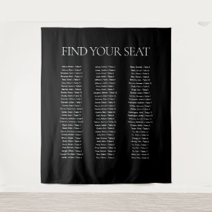 Elegantes Schwarz Seat Wedding Chart Wandteppich