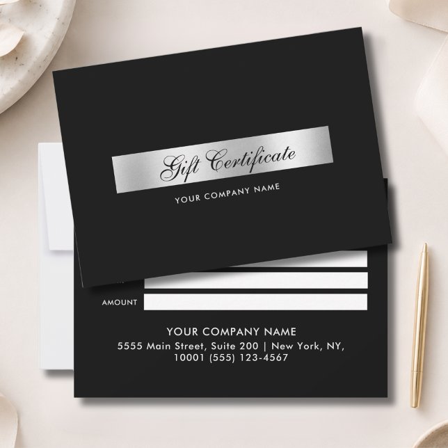 Elegantes Schwarz-Silber-Geschenkgutschein (Elegant Black Silver Gift Certficate)