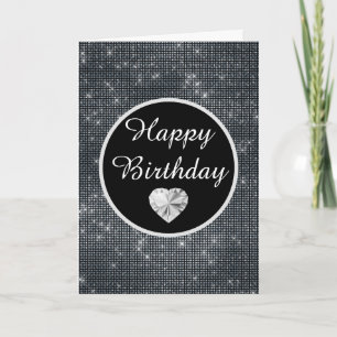 Elegantes Schwarz-Silber-Glitzer-Muster Geburtstag Karte