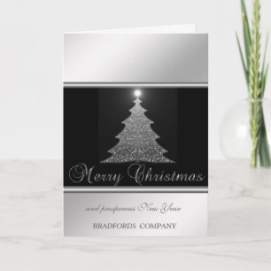 Elegantes Schwarz, Silber, Weihnachtsbaum, Unterne Feiertagskarte