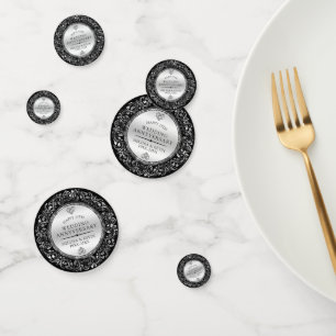 Elegantes Schwarz & Silver Wedding Jubiläum Konfetti