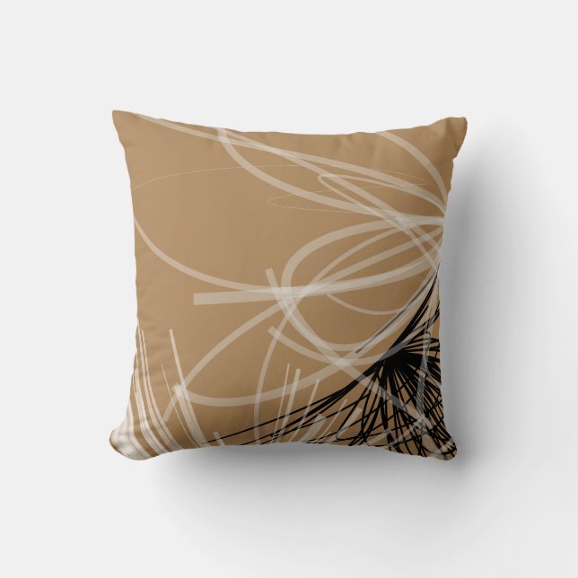 Elegantes Schwarz & Tan Abstract Design Kissen (Vorderseite)