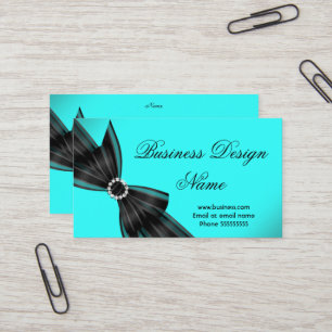Elegantes Schwarz-Teal-Blau-Diamant-Bogen-Design Visitenkarte