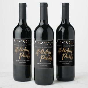 Elegantes Schwarz und bedrucktes Gold Personalisie Weinetikett