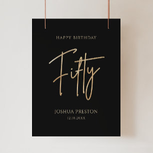 Elegantes Schwarz und Gold 50. Geburtstag Poster
