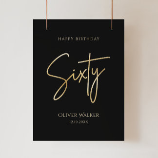 Elegantes Schwarz und Gold 60. Geburtstag Poster