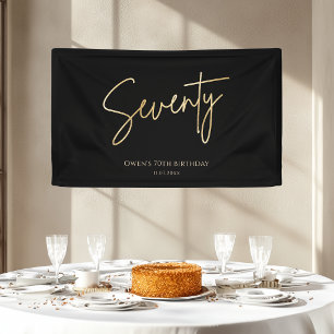 Elegantes Schwarz und Gold 70. Geburtstagsbanner Banner