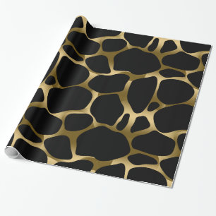 Elegantes Schwarz- und Gold-Abstrakt-Leopardenmust Geschenkpapier