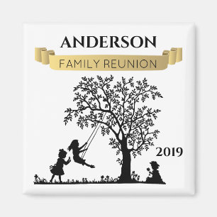 Elegantes Schwarz und Gold Familientreffen Souveni Magnet