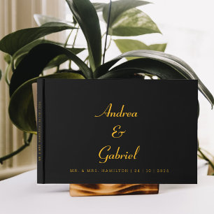 Elegantes Schwarz und Gold Gästebuch