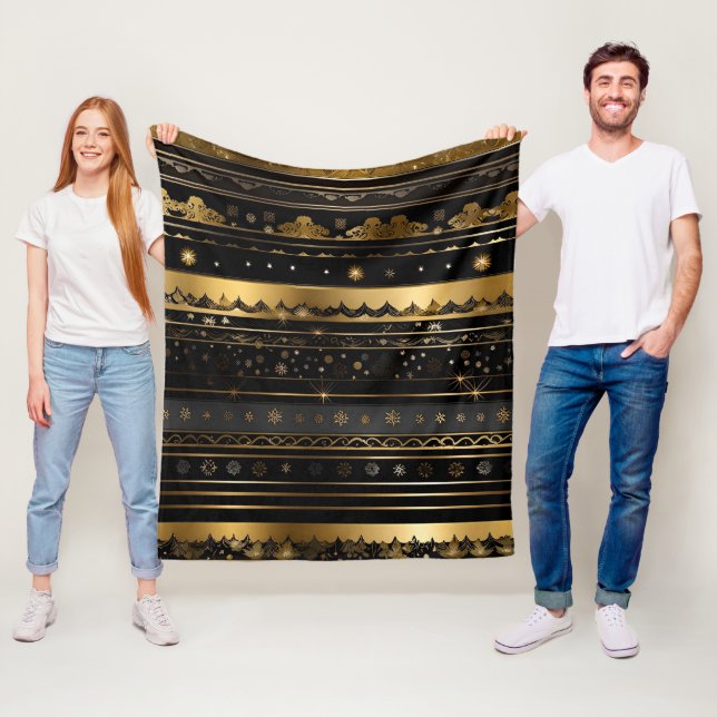 Elegantes Schwarz und Gold gestreift Fleecedecke (Beispiel)