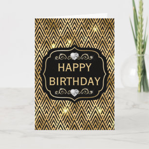 Elegantes Schwarz und Gold Glitter Funkeln Art Dec Karte