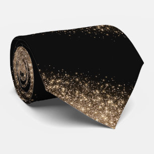 Elegantes Schwarz- und Gold-Glitter-Ombre Krawatte