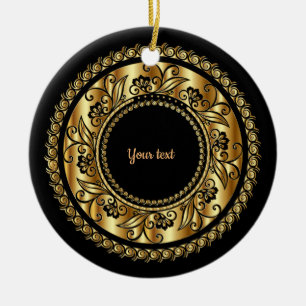 Elegantes Schwarz und Gold Keramik Ornament