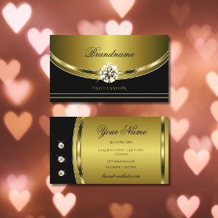 Elegantes Schwarz und Gold mit luxuriösen Rhinest Visitenkarte