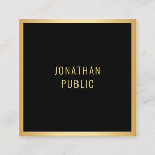 Elegantes Schwarz und Gold Modernes Minimalistisch Quadratische Visitenkarte