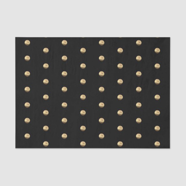 Elegantes Schwarz und Gold Polka Dots Muster Chic Seidenpapier (Vorderseite)