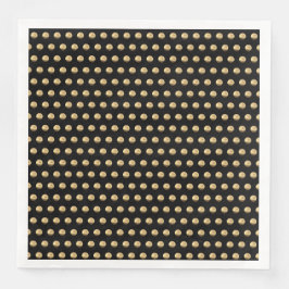 Elegantes Schwarz und Gold Polka Dots Muster Chic Serviette