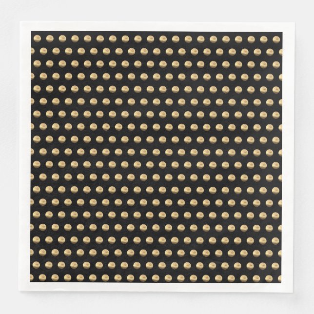 Elegantes Schwarz und Gold Polka Dots Muster Chic Serviette (Vorderseite)