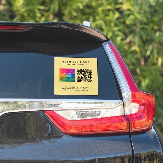 Elegantes Schwarz- und Gold-QR-Code-Logo-Text L gr Aufkleber (Auto Seite)
