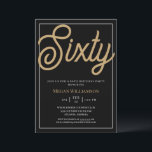 Elegantes Schwarz und Gold Script 60. Geburtstag Einladung<br><div class="desc">Elegantes Schwarz und Gold Script 60. Geburtstag Einladung Ihre Gäste werden wissen,  dass dies ein besonderes Party sein wird,  indem Sie nur diese Einladung ansehen!</div>