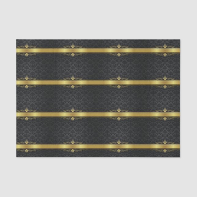 Elegantes Schwarz und Gold Seidenpapier (Vorderseite)