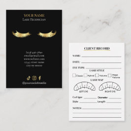 Elegantes Schwarz- und Gold-Wimpern-Klienten-Formu Visitenkarte