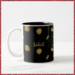 Elegantes Schwarz und Gold  Zweifarbige Tasse