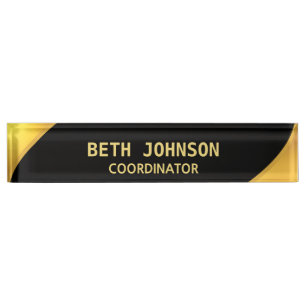 Elegantes Schwarz und Golden Desk Name Plate Namensplakette