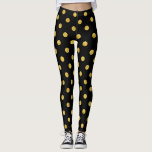 Elegantes Schwarz-und Goldfolien-Tupfen-Muster Leggings